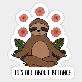 Sloth Yoga Meditation, Balance, Funny Zen Gift Sticker